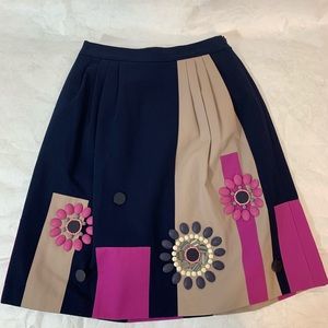 Boden Multi-color midi skirt with flower overlays